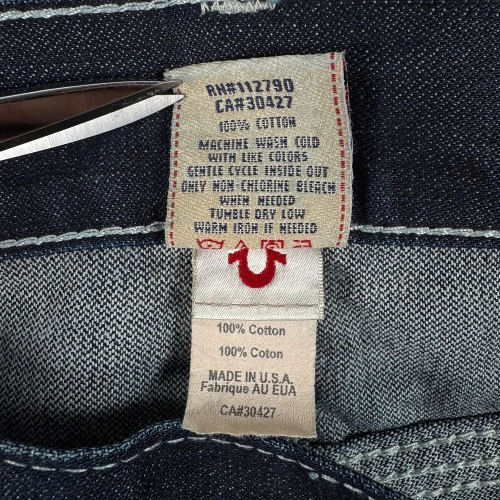 True Religion Ricky Jeans Mens 40 Dark Wash Denim Straight Leg Made in USA 40X35
